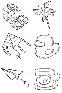 儿童节装饰简笔画,免抠元素