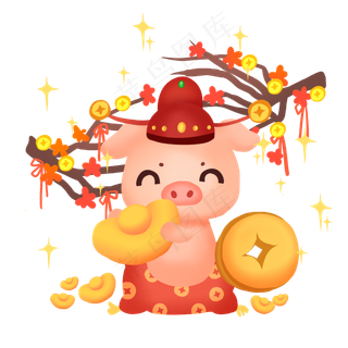 2019财神小猪,免抠元素