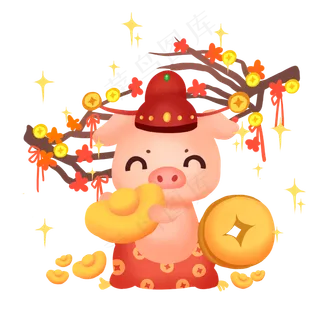 2019财神小猪,免抠元素