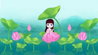 夏天立夏荷叶荷花女孩