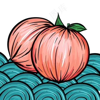 国潮美食水蜜桃水果,免抠元素