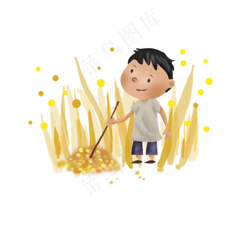 立秋秋天田里的男孩,免抠元素