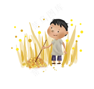 立秋秋天田里的男孩,免抠元素