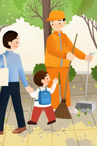 五一劳动节打扫卫生清洁工致敬