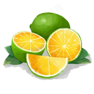 水彩绿色柠檬
