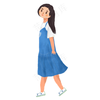 涂鸦风卡通长发少女,免抠元素