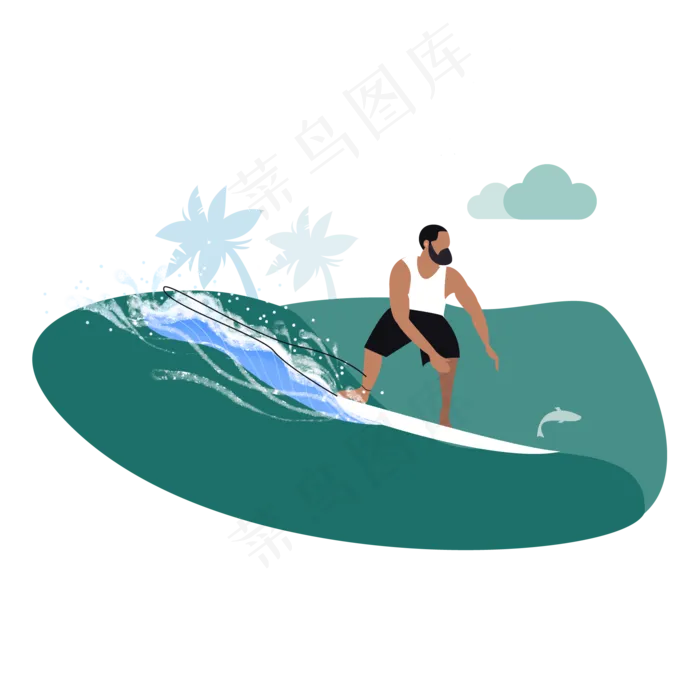 夏至组合冲浪(2000*2000px 300 dpi )ai矢量模版下载