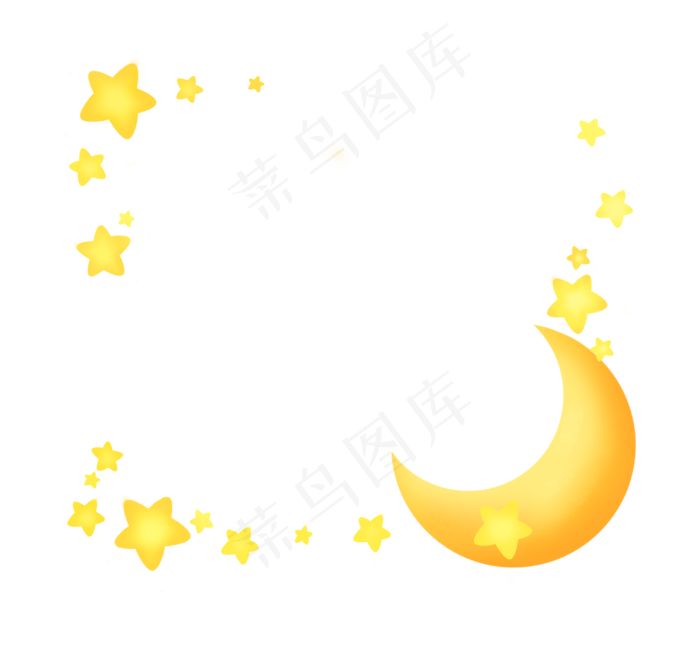 金色星星月牙边框(3000X2772(DPI:300))psd模版下载