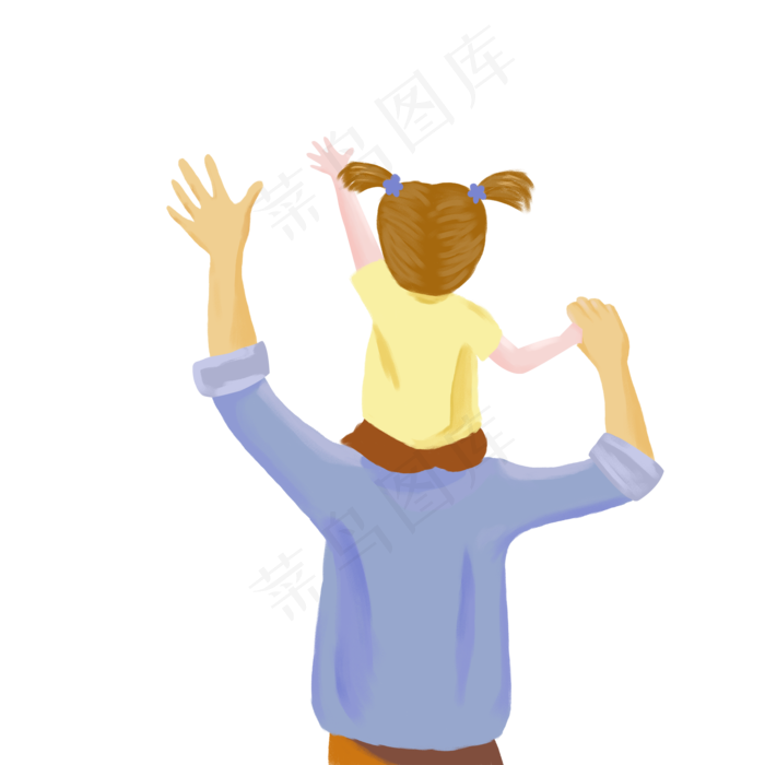 父亲节父女温馨肌理插画粉笔画