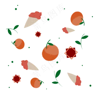 彩色水果底纹装饰图,免抠元素
