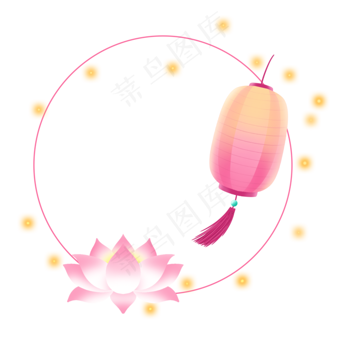 中秋节灯笼莲花边框