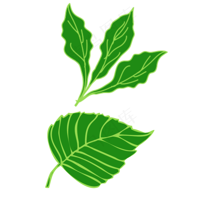 绿叶卡通手绘素材免费下载