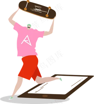 放下手机去滑板吧,免抠元素