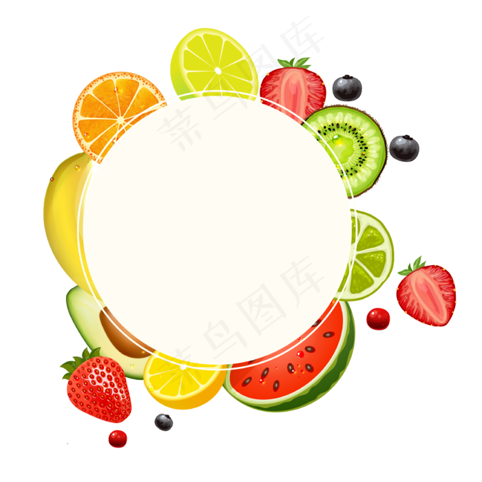 矢量卡通扁平化水果边框