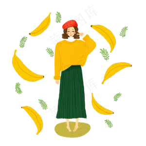 香蕉黄色可爱女生