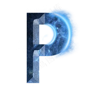 炫酷蓝色星空星辰字母P