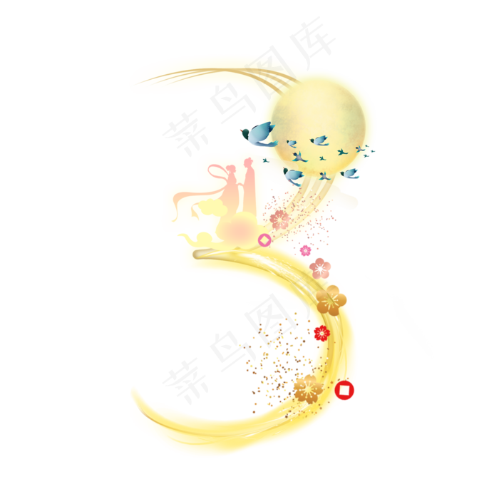 金色发光七夕数字3(2000X2000)psd模版下载