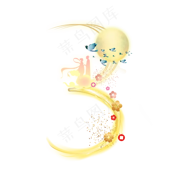 金色发光七夕数字3(2000X2000)psd模版下载