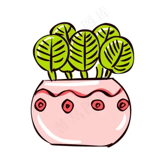 手绘植物简笔画风格卡通小清新花