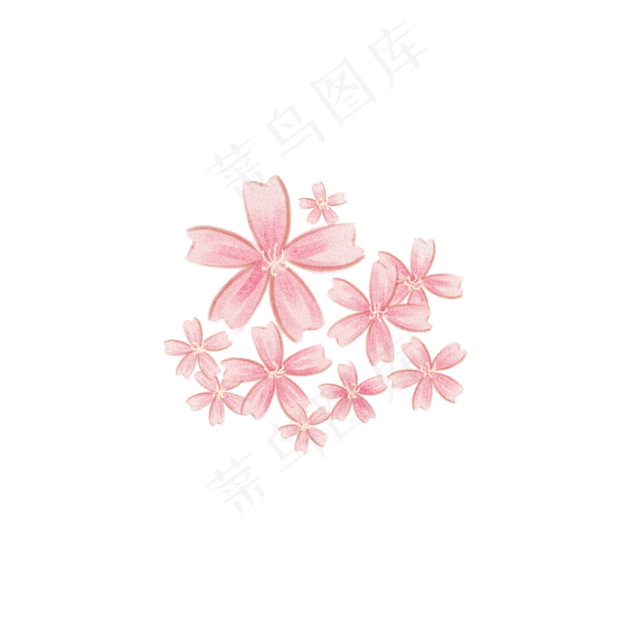 手绘唯美粉色樱花花瓣元素装饰PNG,免抠元素