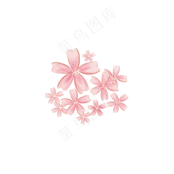 手绘唯美粉色樱花花瓣元素装饰PNG,免抠元素