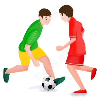正在踢足球的两个男生,免抠元素