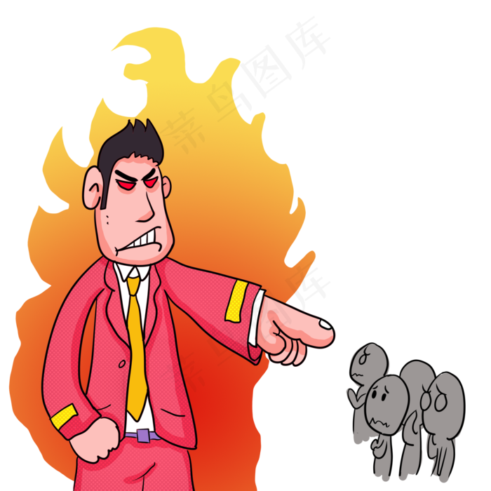 卡通手绘老板发火训斥员工