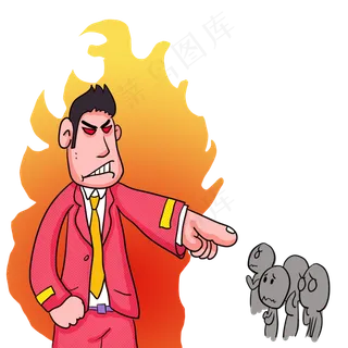 卡通手绘老板发火训斥员工