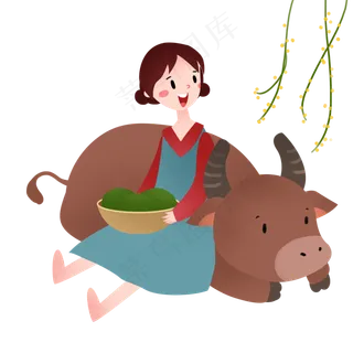 清明节女孩小牛