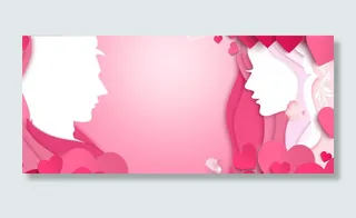 520情人节粉色浪漫剪纸banner