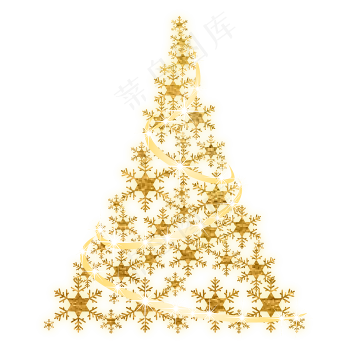 金色圣诞节圣诞树,免抠元素(2000*2000px 300 dpi )ai矢量模版下载