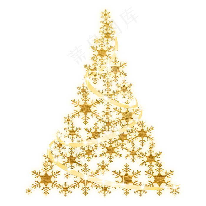 金色圣诞节圣诞树,免抠元素(2000*2000px 300 dpi )ai矢量模版下载
