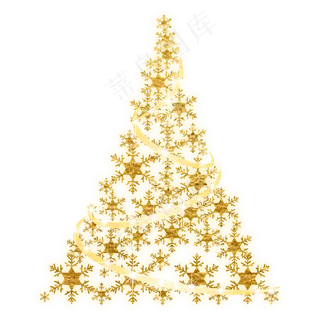金色圣诞节圣诞树,免抠元素