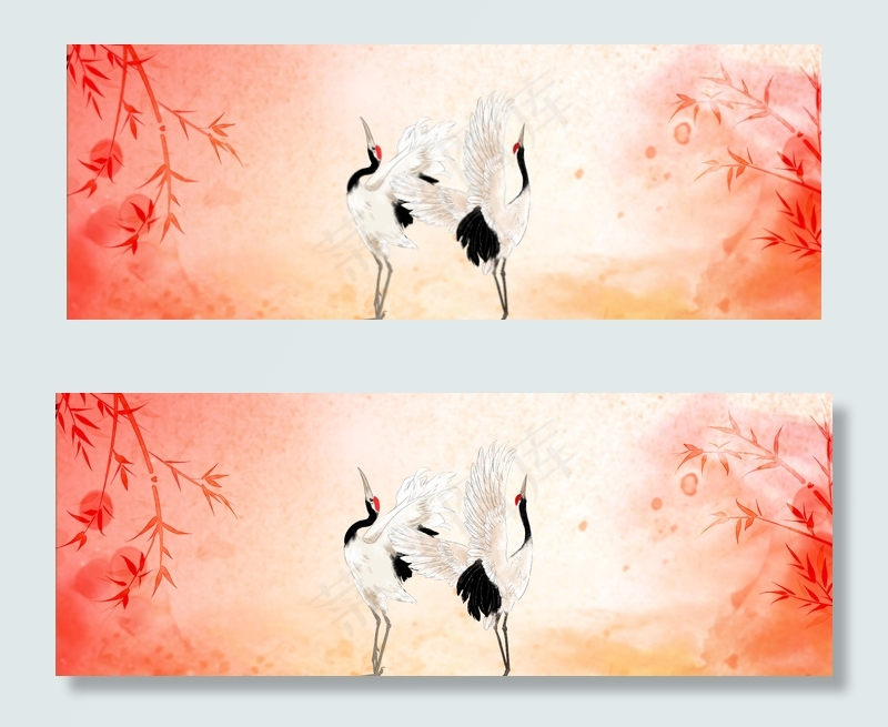 传统中国风工笔画海报背景素材