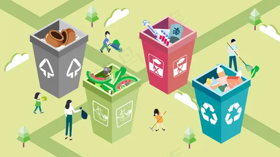 2.5D风格环境保护垃圾分类处理