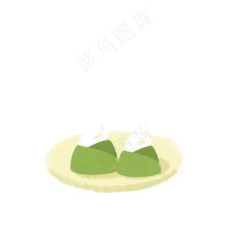 卡通一盘两个粽子免扣图