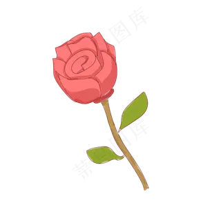 矢量单支玫瑰花