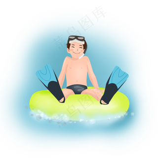 夏日游泳的小男孩