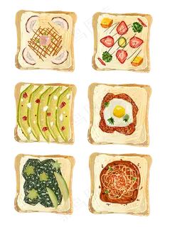 手绘美食吐司设计元素合集三