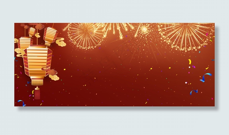 中国风春节庆祝灯笼烟花背景