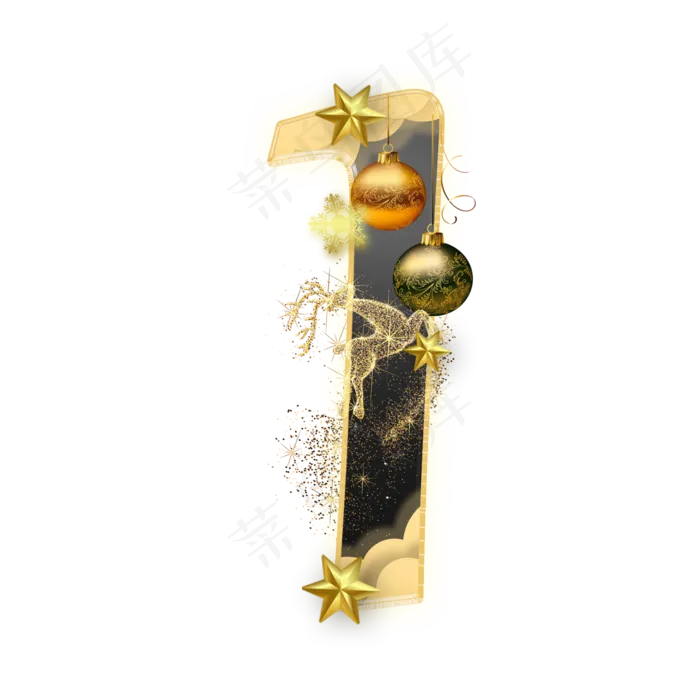 圣诞节数字1(2000*2000px 	      )psd模版下载