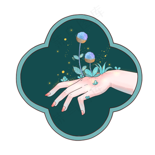 幻想手植物蒲公英春天生长幻想P