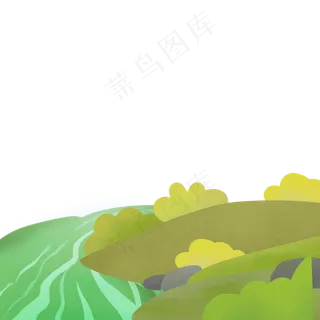 绿色草地植物和河流免抠图