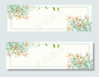 复古手绘花朵古风简约风格banner