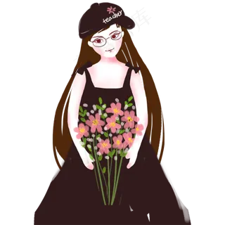 简约手绘棒球少女装饰元素