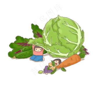蔬菜水果卡通商业手绘元素之甘蓝