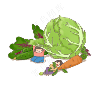 蔬菜水果卡通商业手绘元素之甘蓝