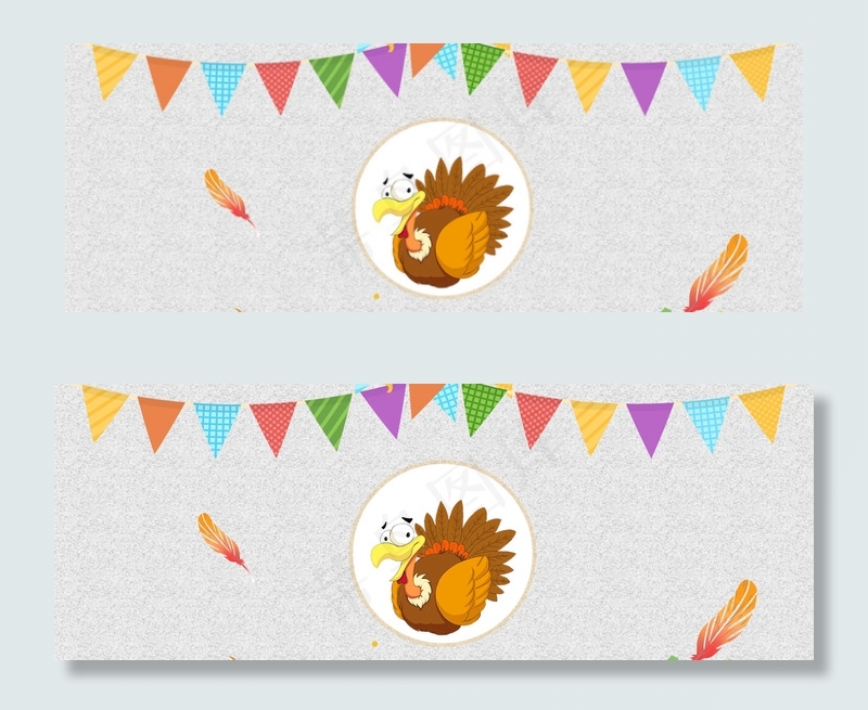 感恩节卡通火鸡banner