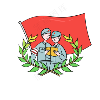 七一建党节红旗士兵卡通免扣