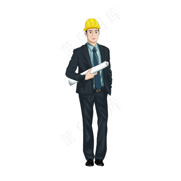 穿着笔挺西装的建筑工程师,免抠元素